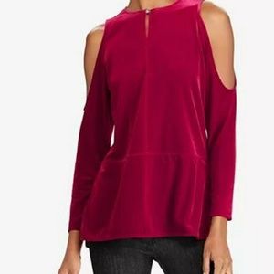 NEW RALPH LAUREN Velvet Cold Shoulder Top XL
